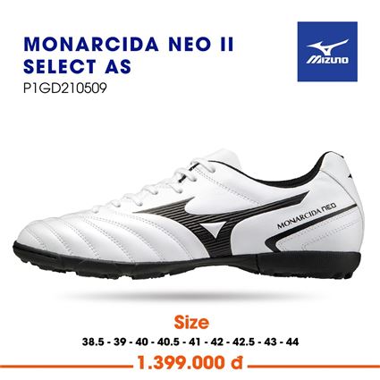 Giày Bóng Đá Mizuno MONARCIDA NEO II SELECT AS Trắng Đen